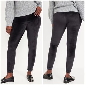 Old Navy Women's Black High Waisted Velvet Leggings Plus Size 2X EUC Sleek Comfy